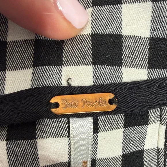 Free People Black and White Checkered Women's Skirt 8 - Picture 3 of 8